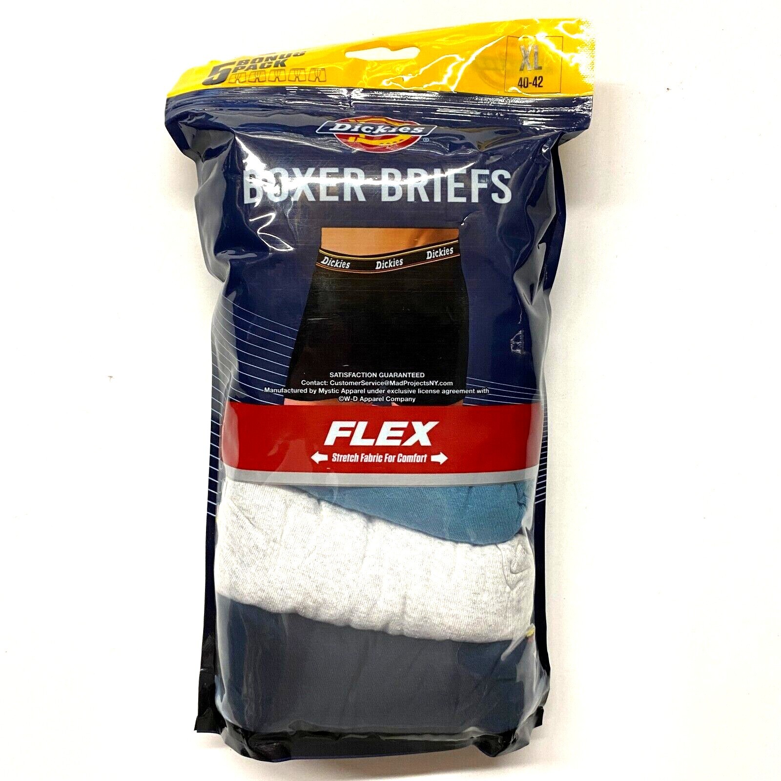Dickies Mens Boxer Briefs 5 Pack XL Extra Large 40-42 Blue Assorted Underwear
