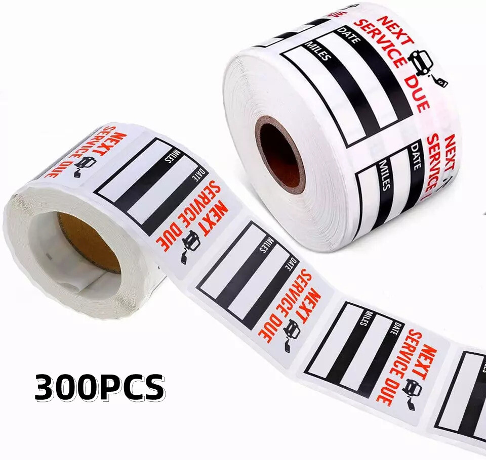 300PCS Oil Change Service Reminder Stickers Window Lite Sticker Pack 2"x2" US