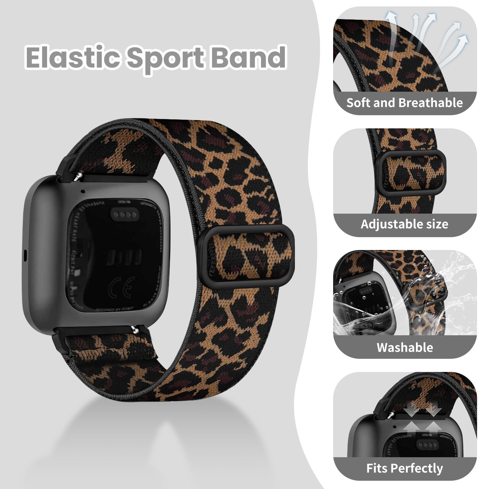 8 Pack Elastic Bands Compatible with Fitbit Versa, Adjustable Nylon Braided S...