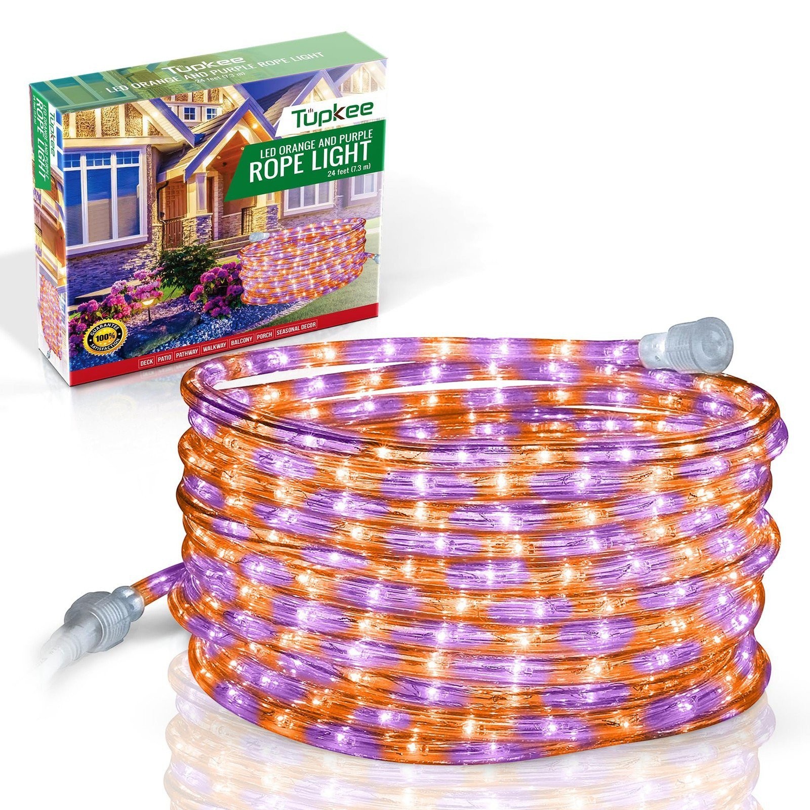 Tupkee LED Rope Light Orange & Purple - 24 Feet for Indoor & Outdoor Tube Lights
