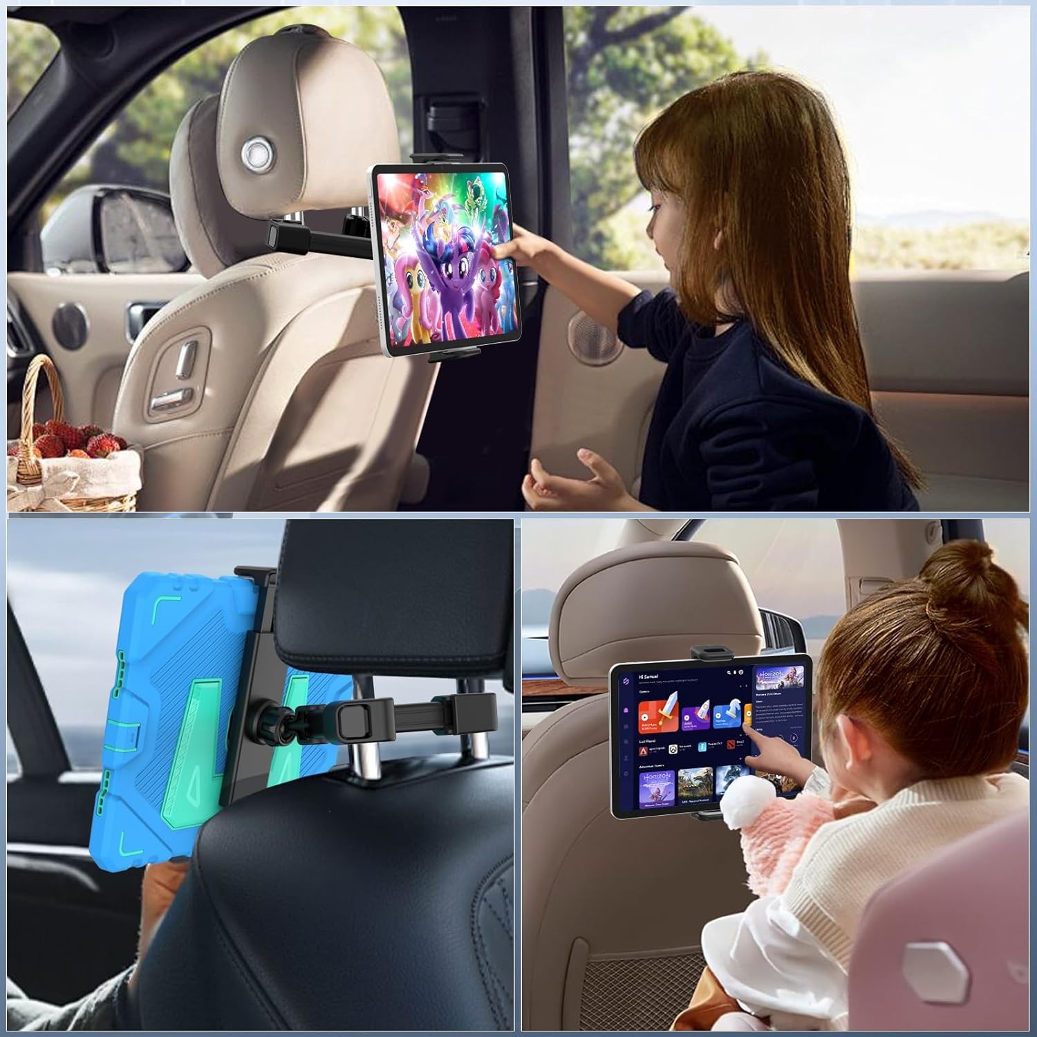 Car Headrest Tablet Holder Adjustable Mount for iPad Galaxy Road Trip Essentials