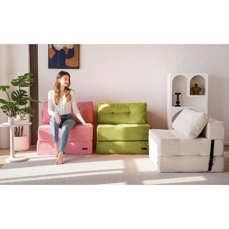 Folding Sofa Bed, Convertible Sofa Bed with High-Density Support Foam, Portable