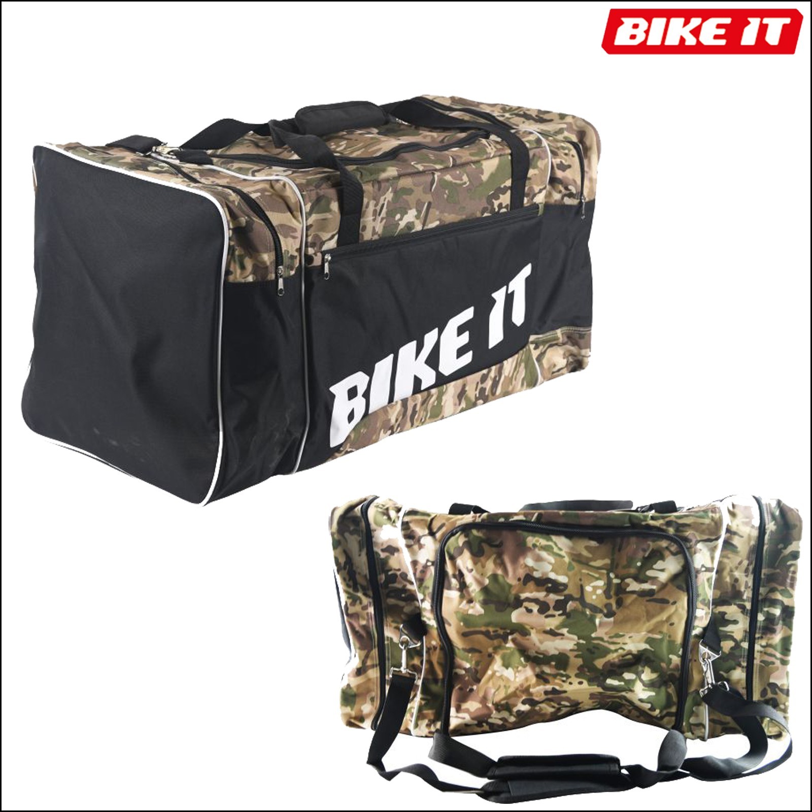 Bike It Motorcycle Motocross Trackday Trials Luggage Kit Bag Camo 128 Litres