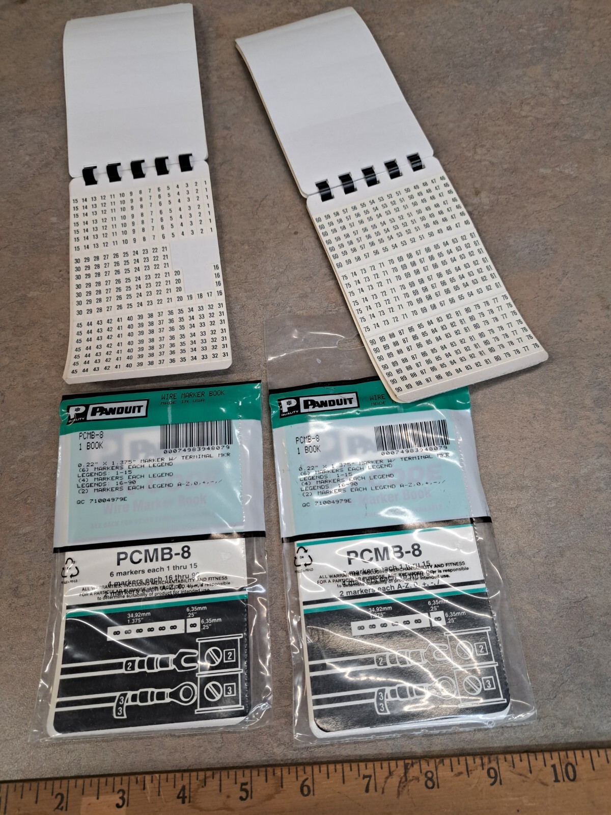Lot of 2 Panduit PCMB-8 New Factory Sealed Cable Markers and 2 Used  Ones