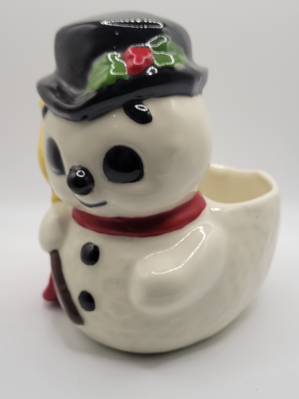 Christmas Snowman Ceramic Planter Holiday Decor