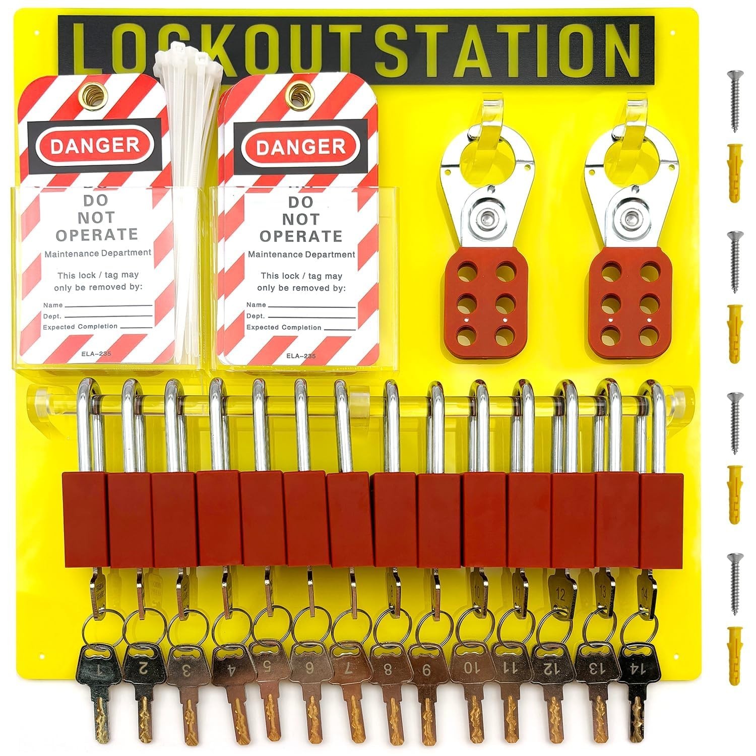 SAFBY Lockout Tagout Station Board Metal Kit with Lock Out Tag Out Loto 2 Has...