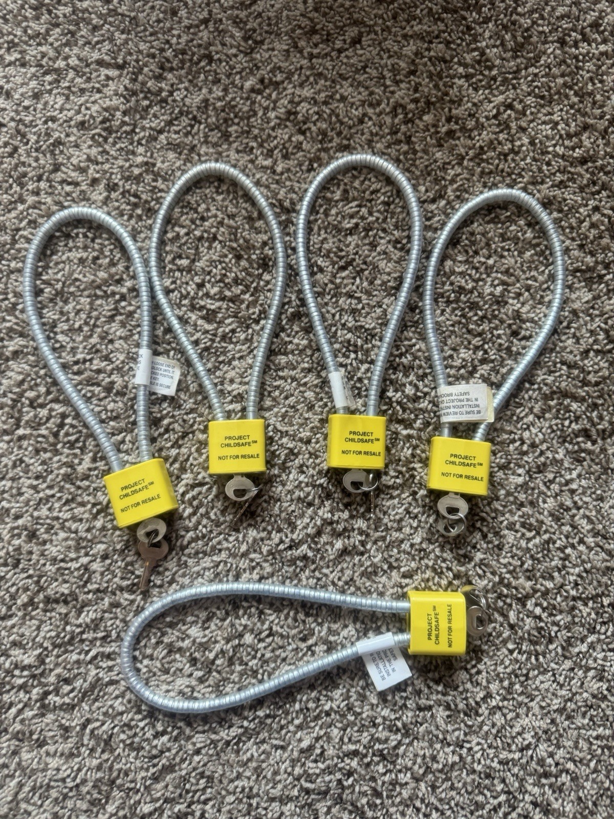 Gun Cable Locks with Keys, 5 Pack