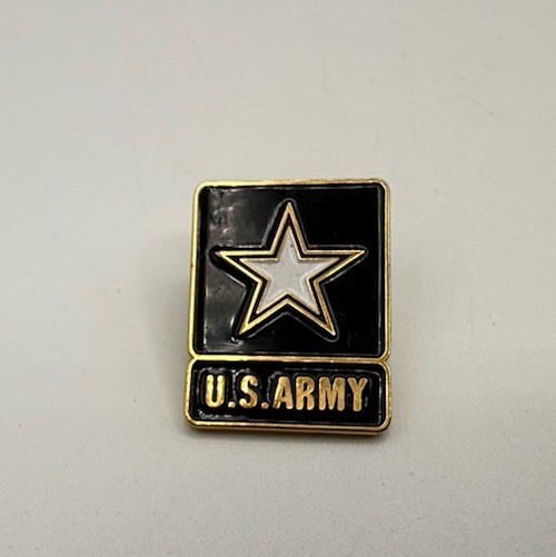 US Army Star Logo Lapel Pin Black and Gold with White Star