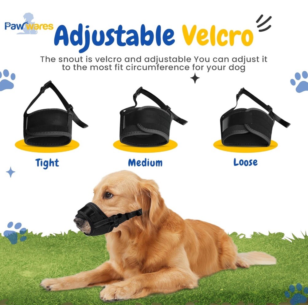 2-Pack Dog Muzzle Soft Mesh Adjustable Anti Bite Barking Chewing Training S-XXL