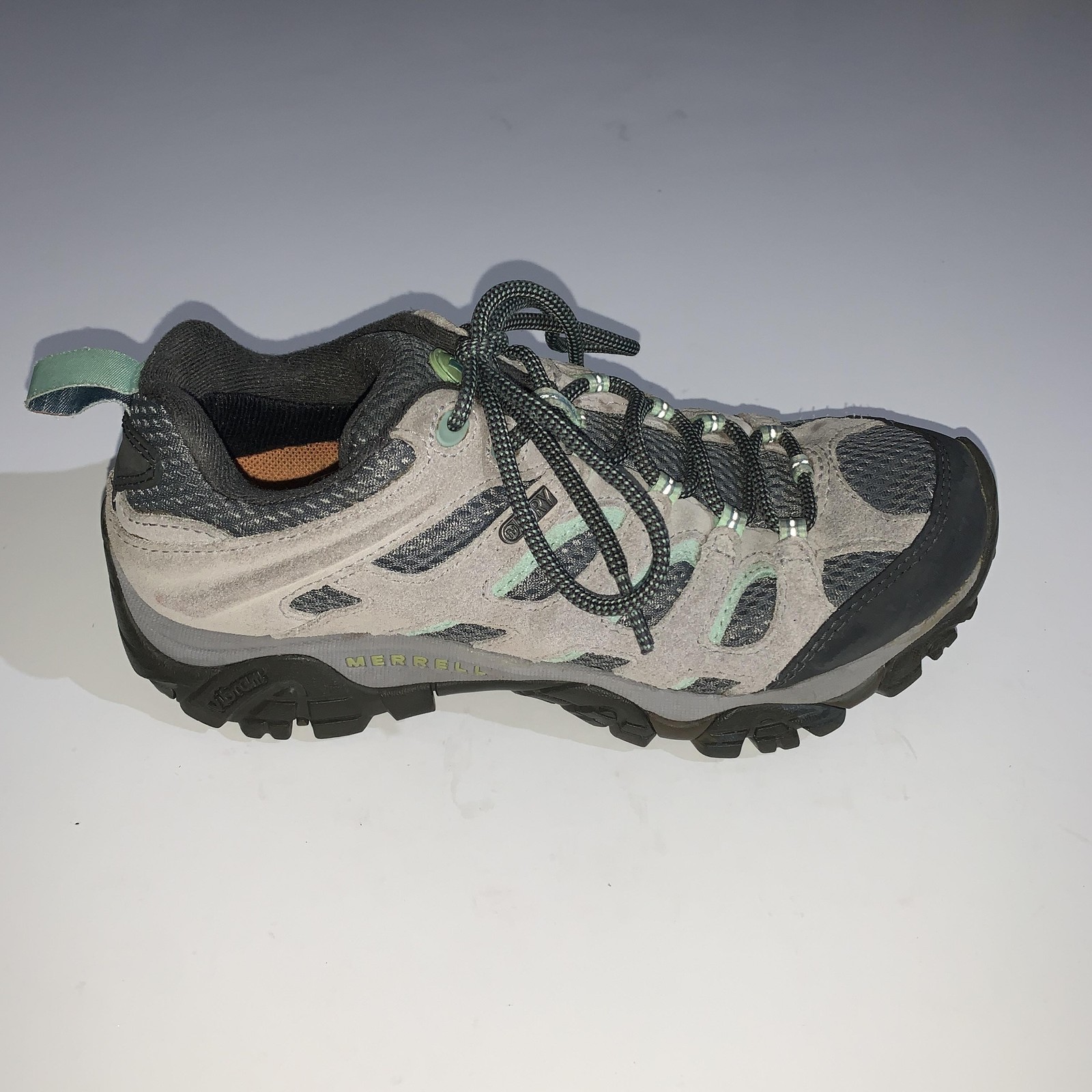 Merrell Shoes Womens Size 7.5 Gray Suede Mesh Hiking Trail Sneakers Outdoor
