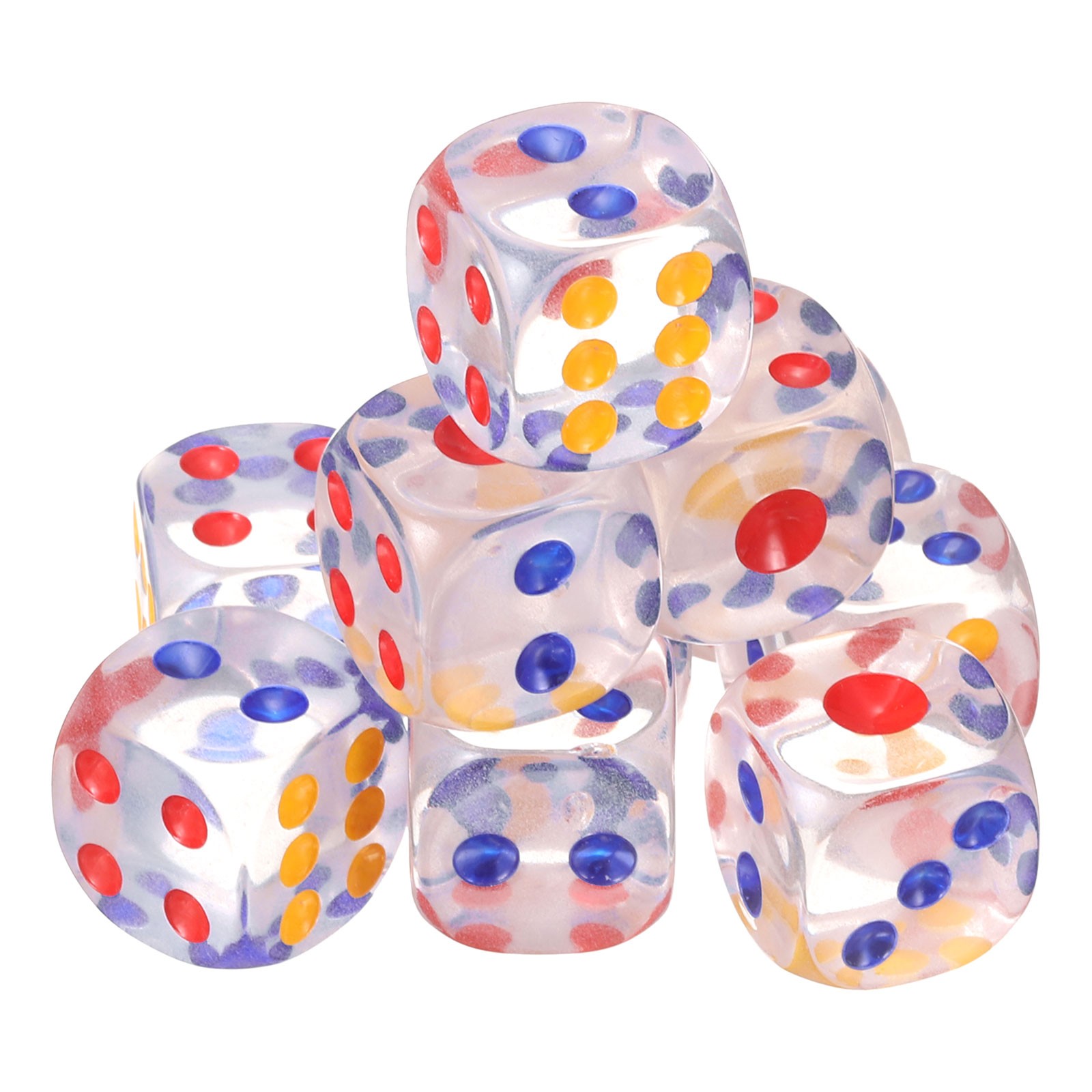 10Pcs 6 Sided Acrylic Dice 16mm/0.63" Rounded Corner Translucent Dice Clear