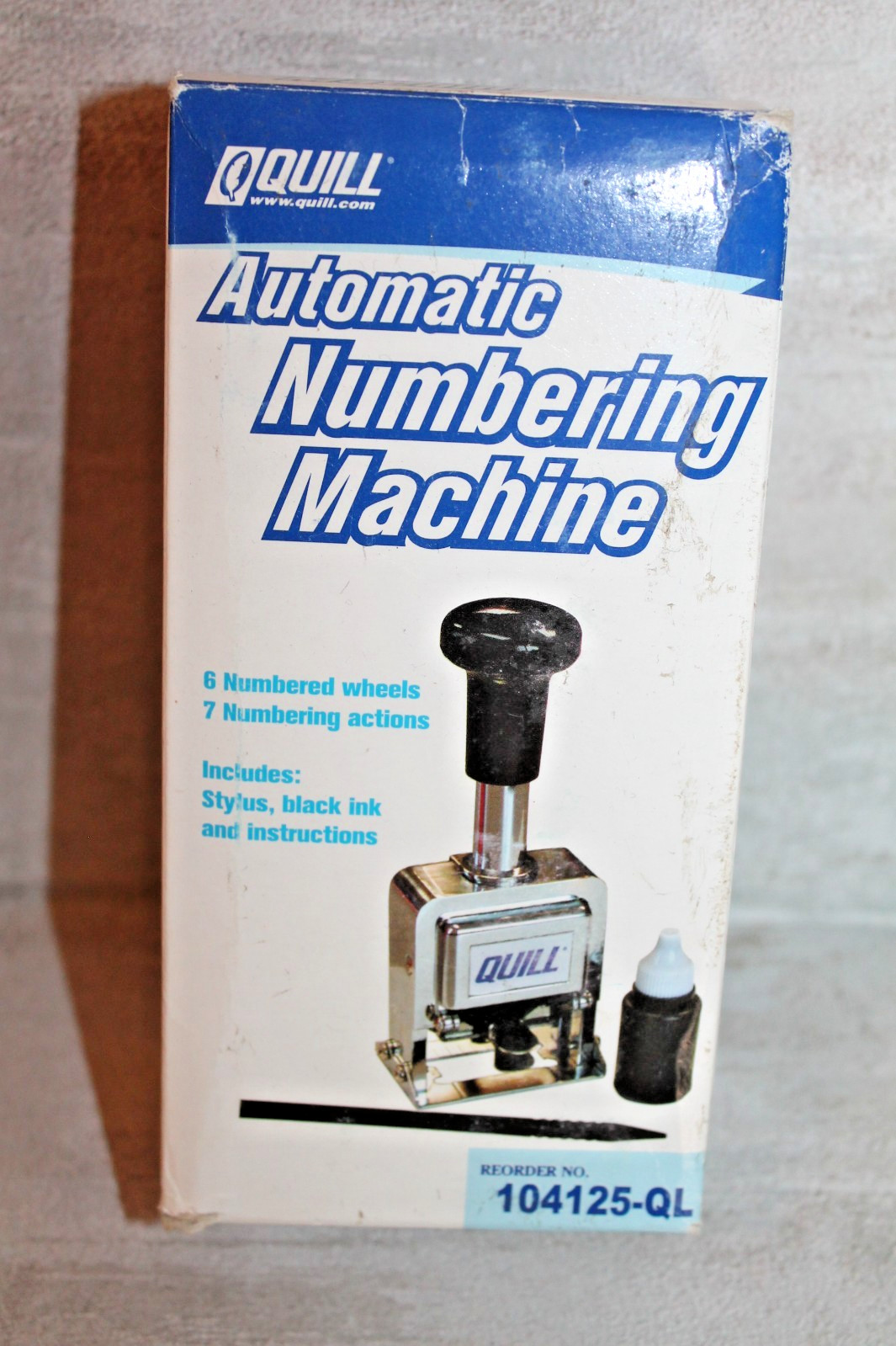 Quill Automatic Numbering Machine with 6 Wheels Self-Inking with Black Ink NEW