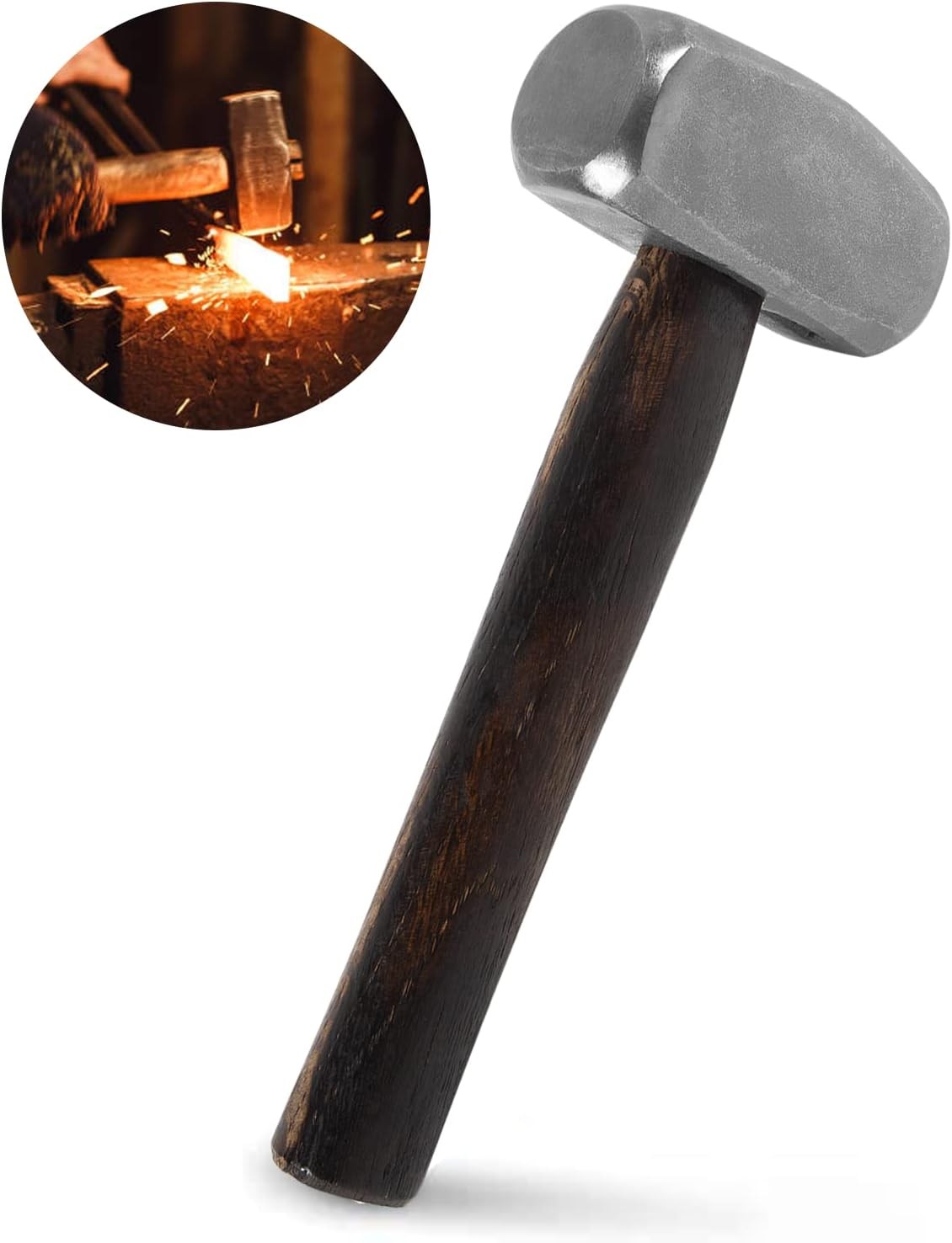 3lb Sledge Hammer, Blacksmith Hammer Bladesmith Forge Engineer Drilling Stubby
