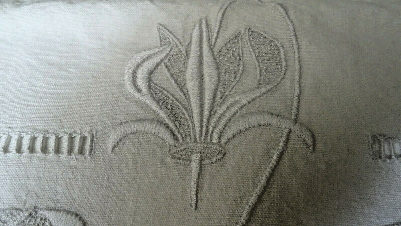 hand embroidered cotton/linen sheet