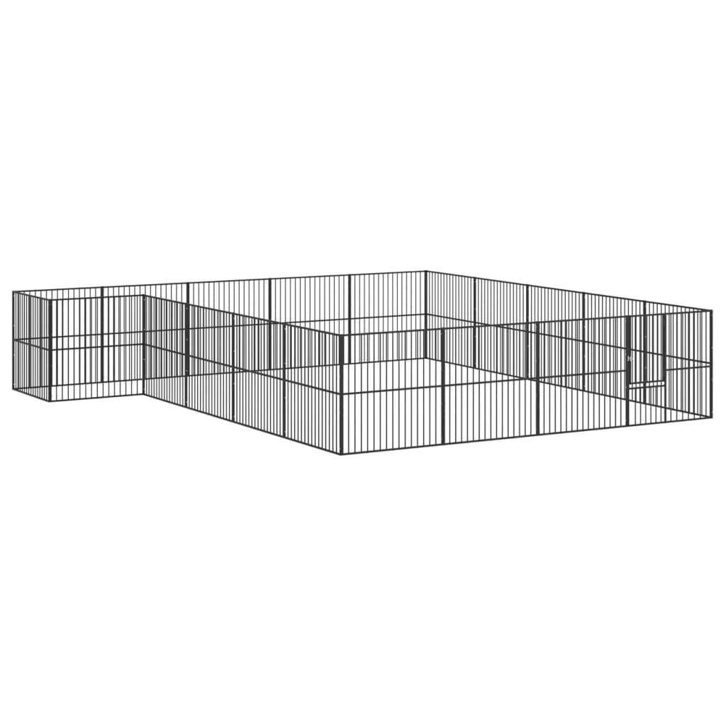 Dog Playpen Black Galvanized Steel Large Heavy Duty Dog Playpen vidaXL