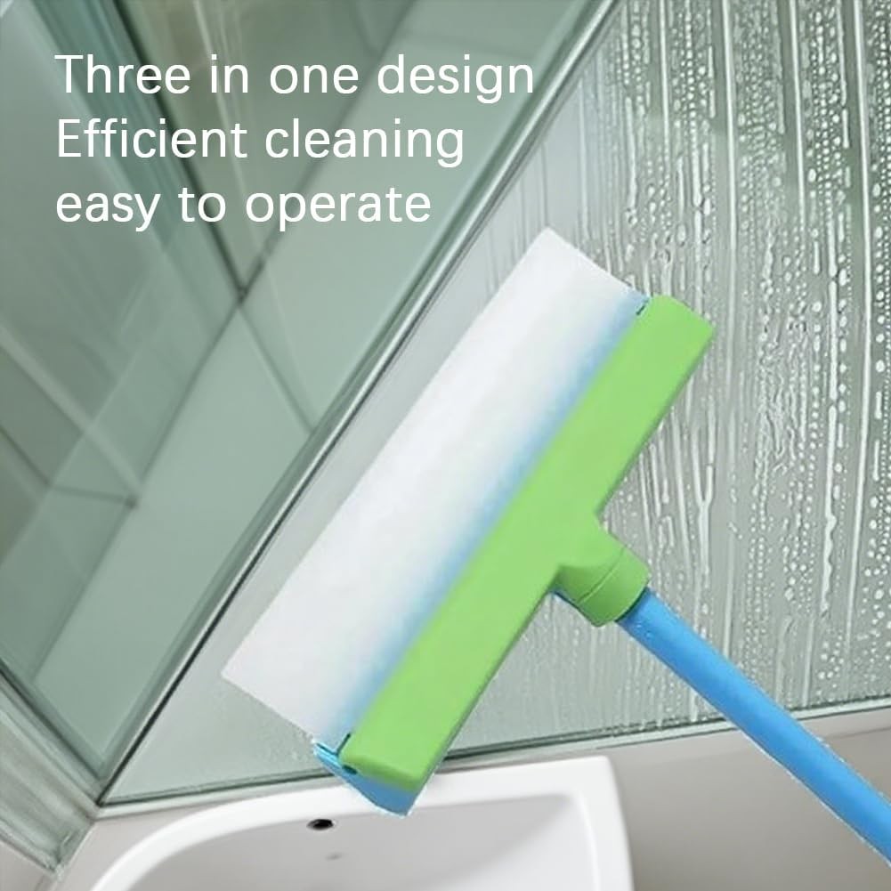 Glass Cleaning Tool Kit, including squeegee rubber blade and microfiber cloth