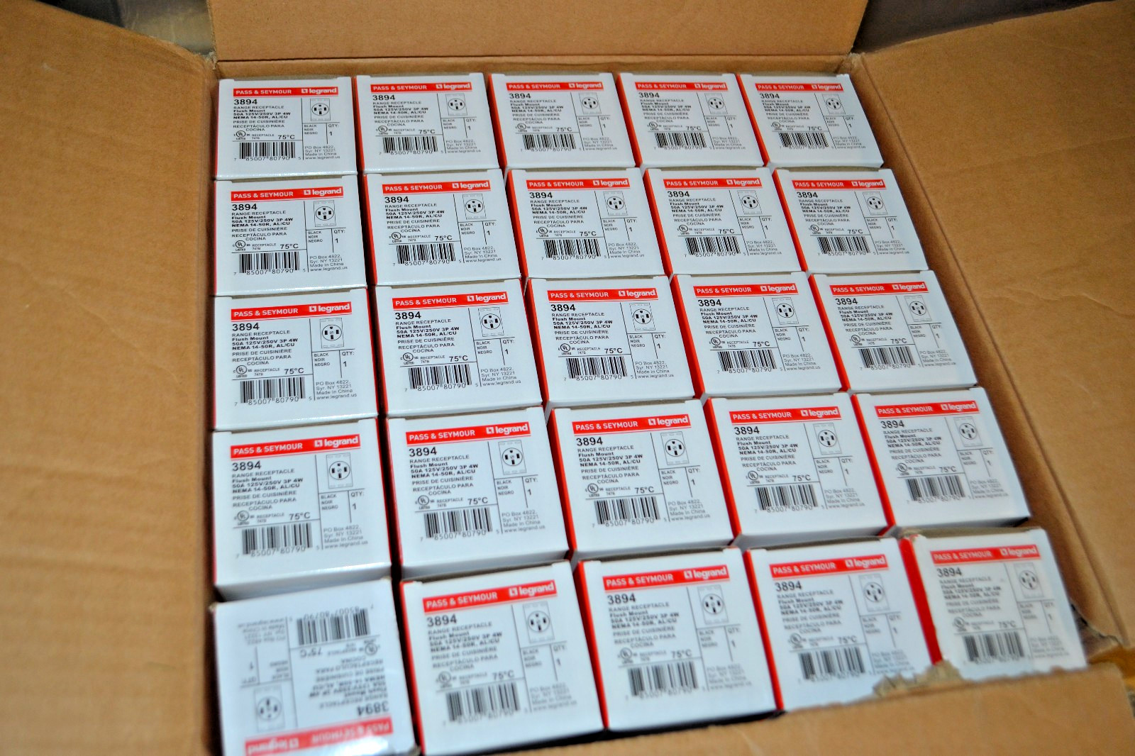 Pass & Seymour Legrand 3894 Range Receptacle Flush Mount 50A 125/250V New 25 PCS