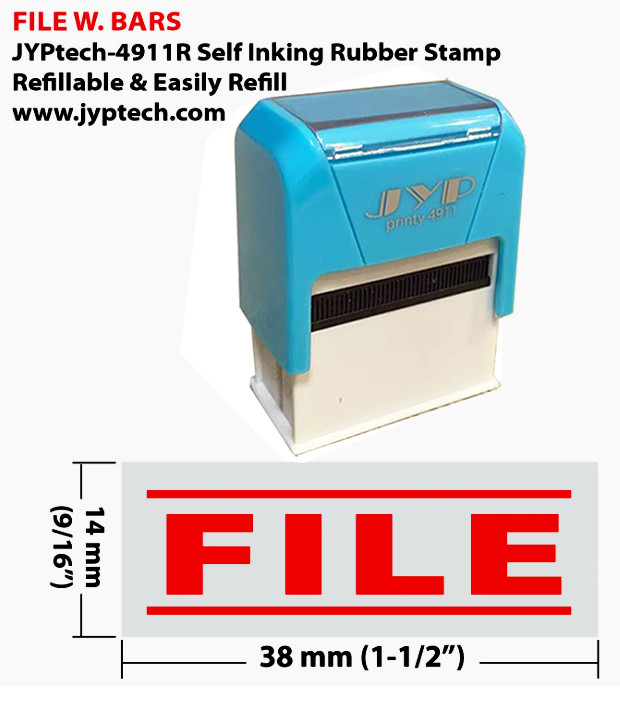 File w. 2 Bars JYP 4911R Self Inking Rubber Stamp (Red Ink)