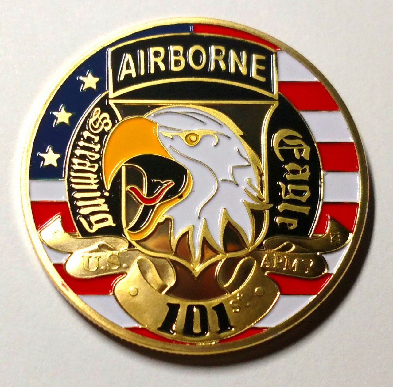 USA MILITARY 101st AIRBORNE SCREAMING EAGLES ARMY AIR ASSAULT COLORIZED ART ROUN