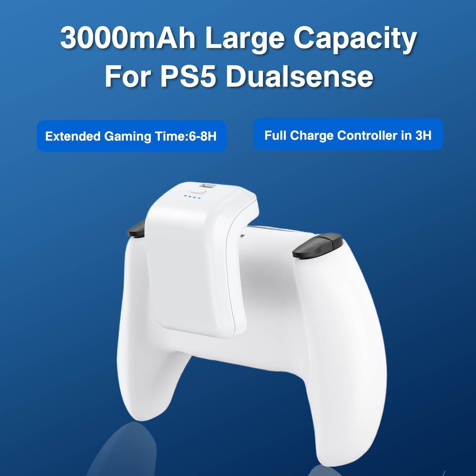 2X 3000mAh PS5 Controller Battery Pack - External Replacement & USB-C Charger