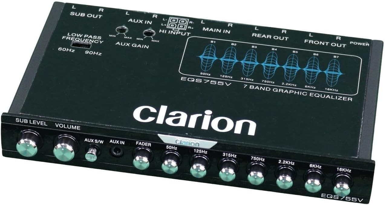 Clarion EQS755V 7-Band Car Audio Equalizer Crossover Front Rear AUX RCA Input