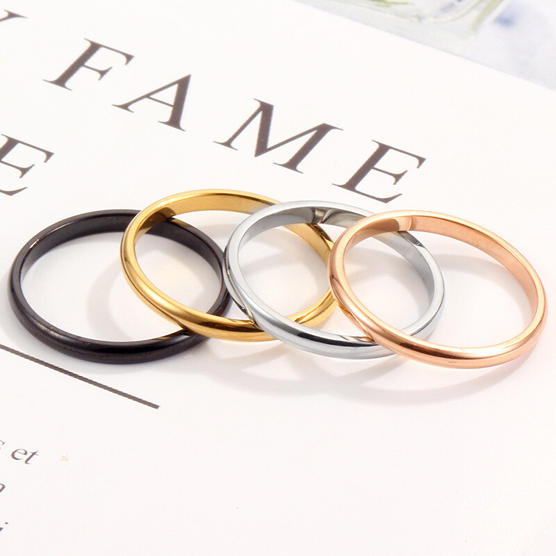 Stainless Steel Finger Ring Women Ring 2mm Couple Ring Circle Plain