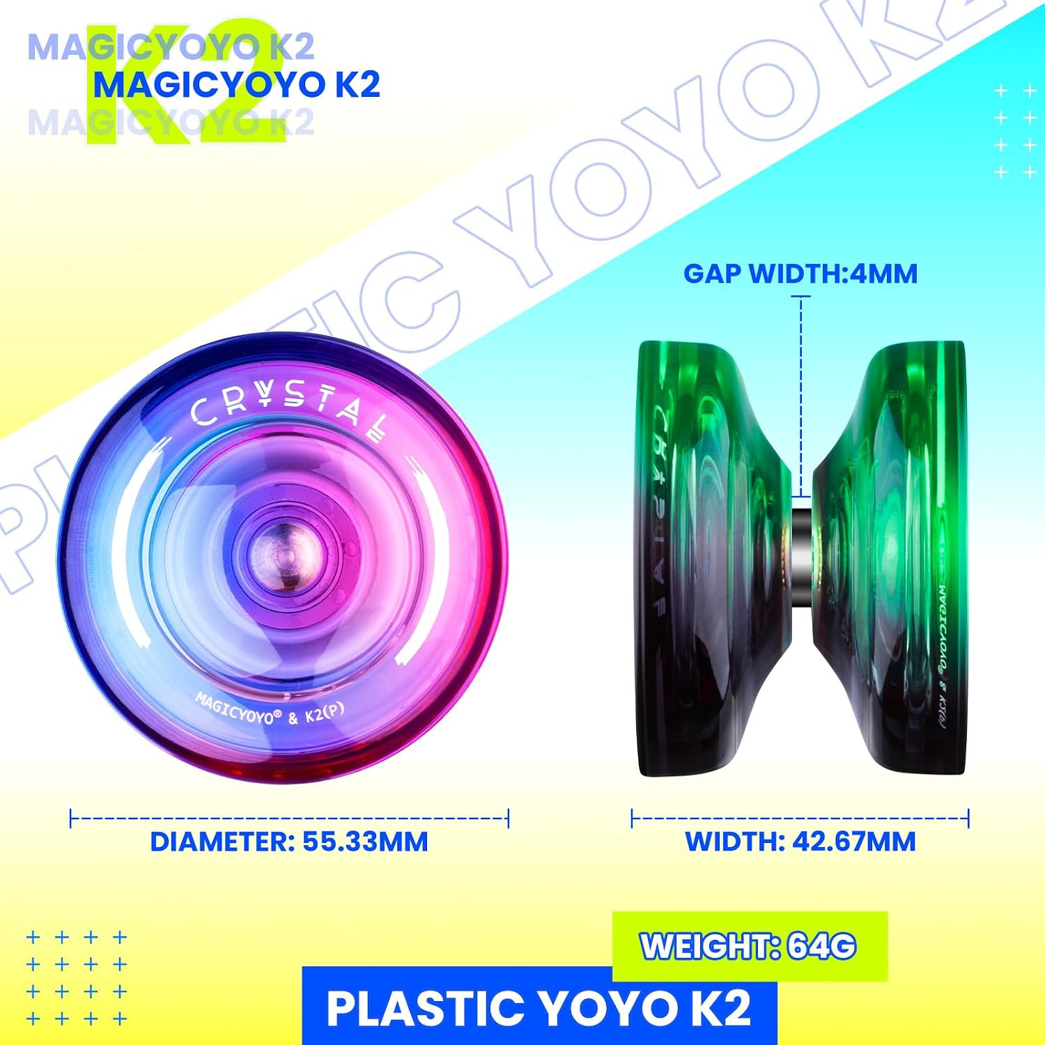 K2 Professional Yoyo Set - 2 Pack Dual Mode with 12 Strings, Bearing