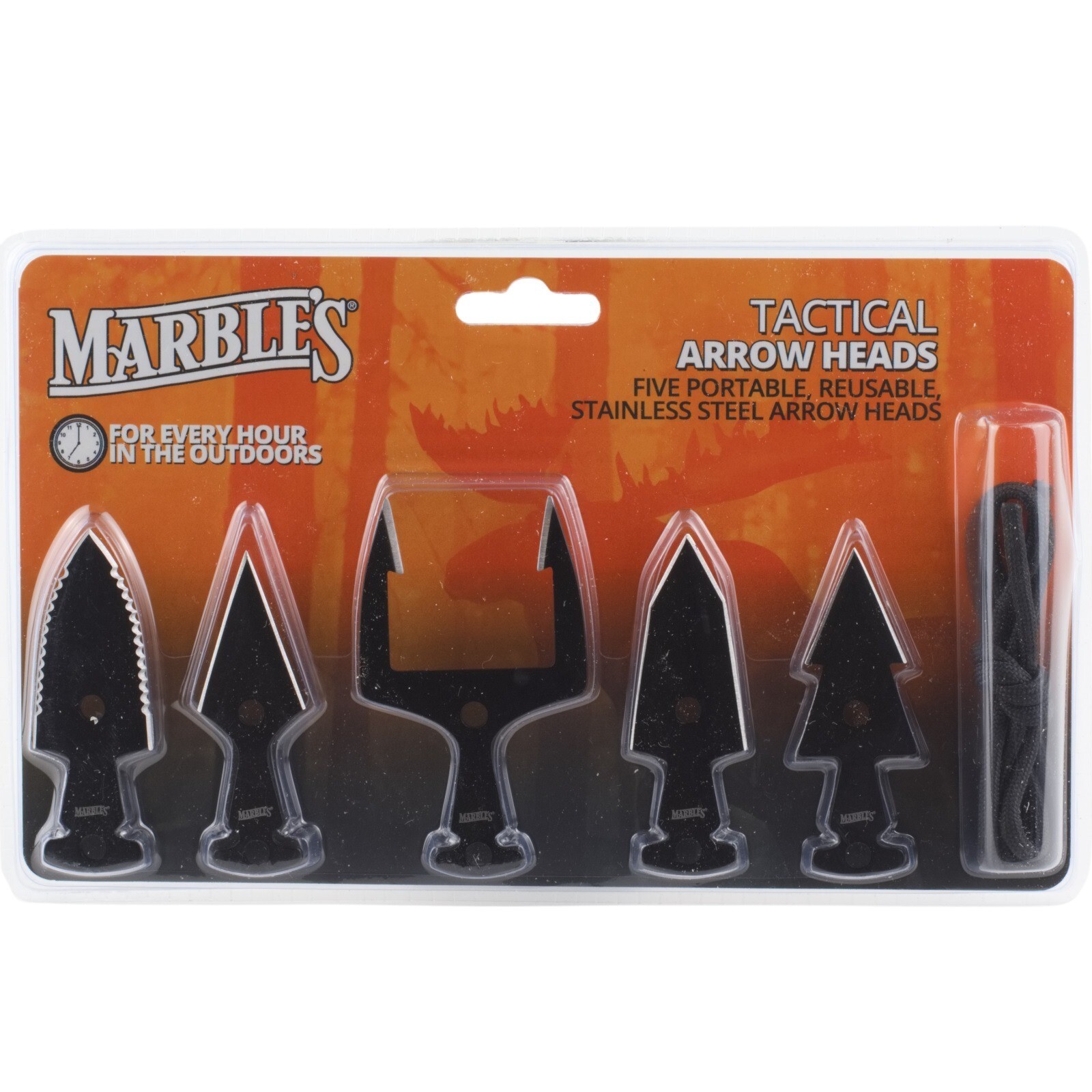 Marbles Knives Tactical Arrowheads Set of 5 Reusable Black Stainless Paracord