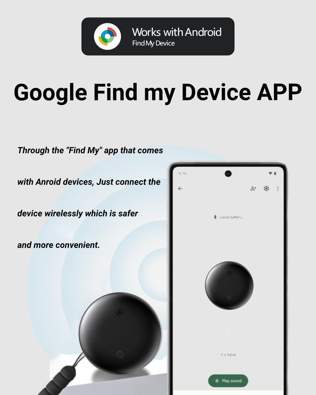 Android Compatible Air Tag - Tracker Tags for Phones, Supports Black