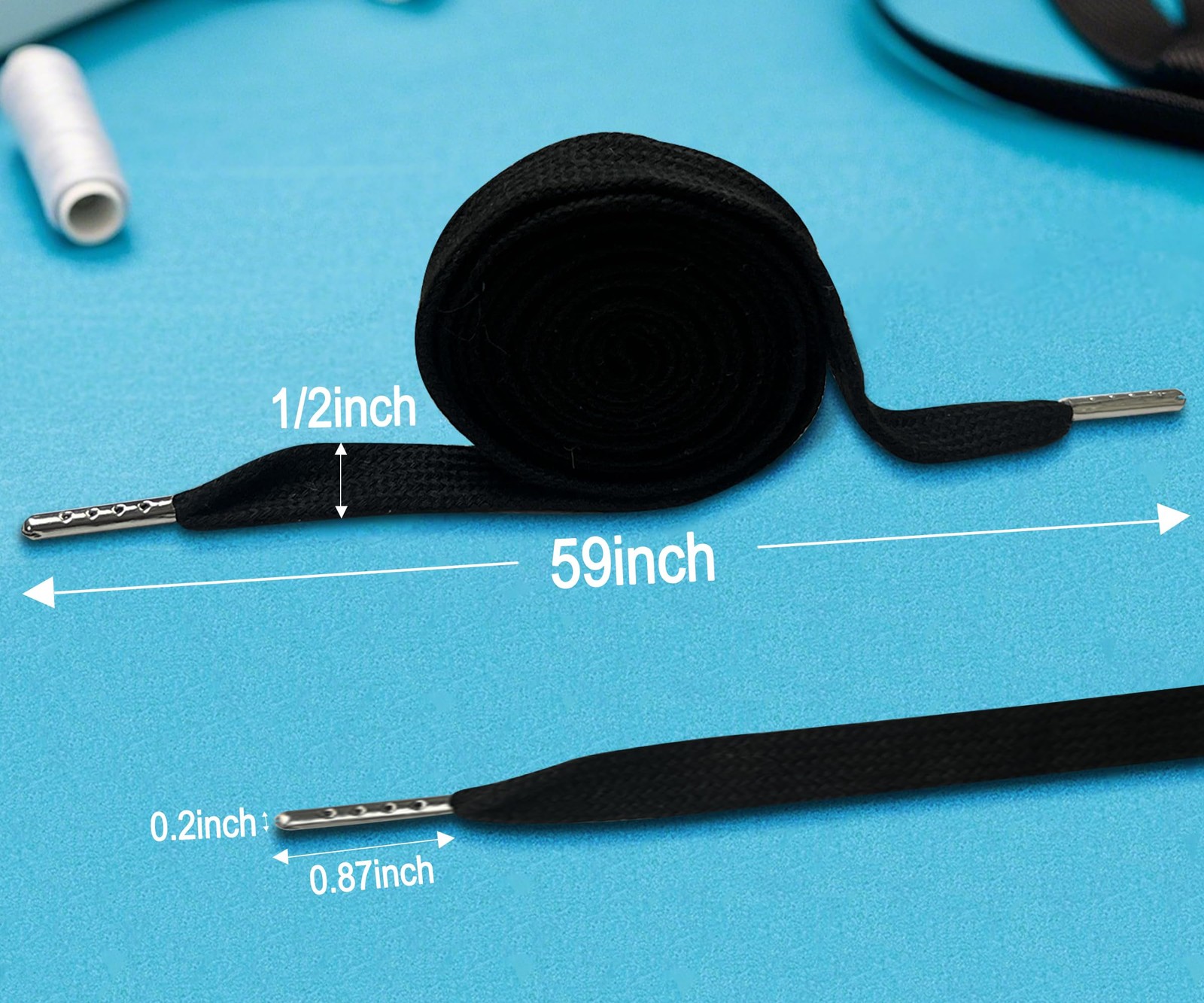 Serobela 1/2" x 59" Flat Drawstring Cord with Easy Threader Black/White
