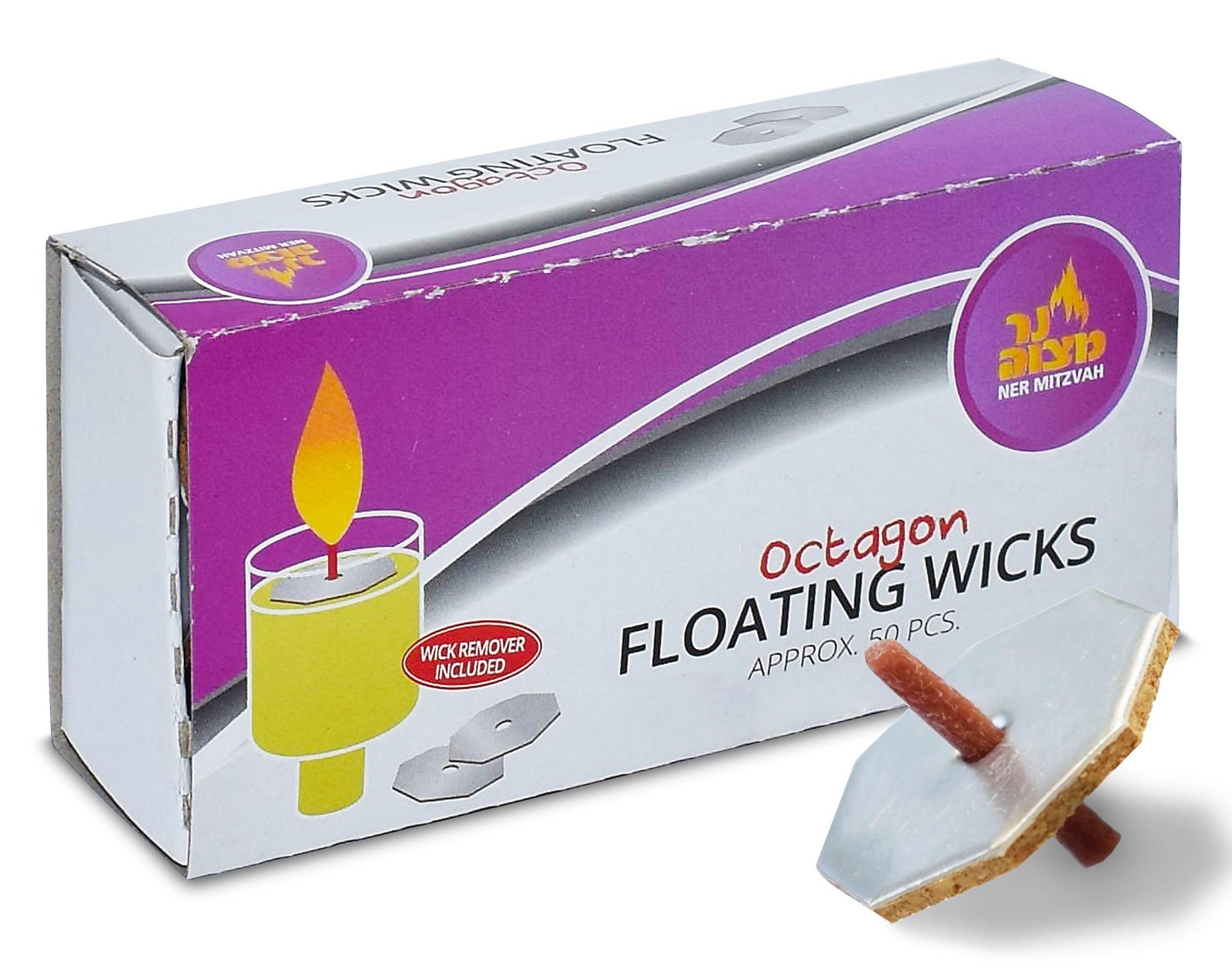 Octagon Shaped Floating Replacement Candle Wicks - Floating Oil Wicks - 1 Pac...