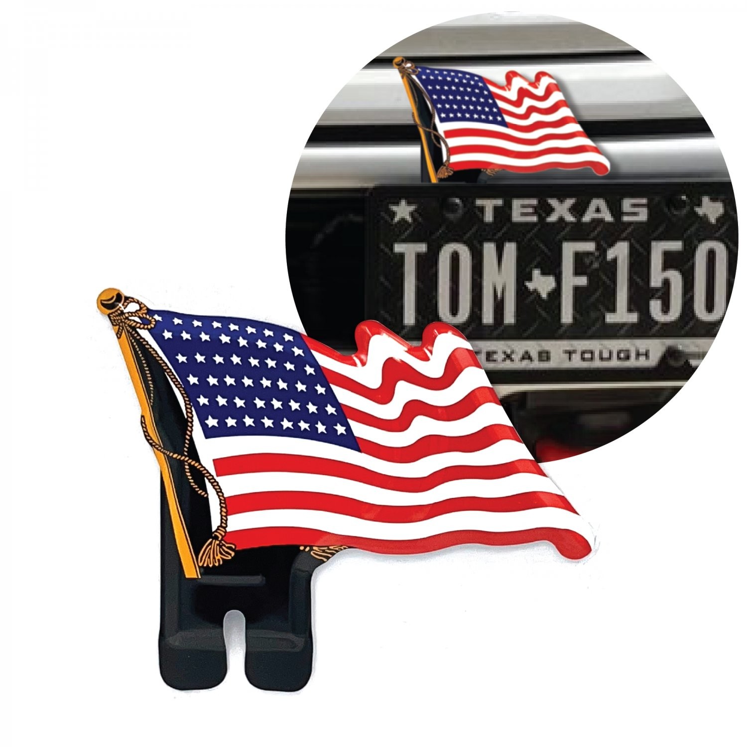 US 48 Star American Flag License Plate Topper Stamped Aluminum Vintage Car Truck