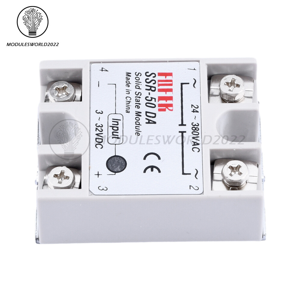 SSR-50DA 3V~32V DC to AC 24V~380V 50A 250V Solid State Relay Module