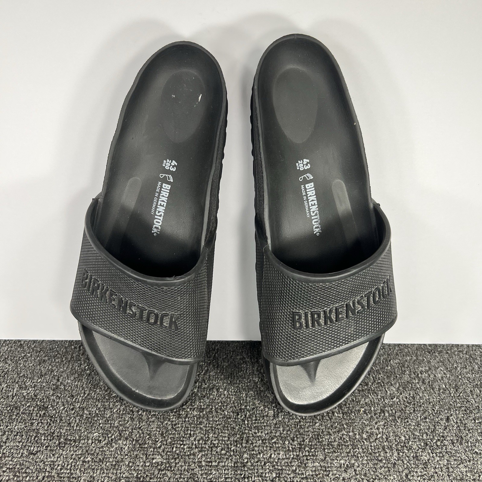 Birkenstock Barbados Eva Sandals Mens Size 43 10 Black Rubber Slip On Slides