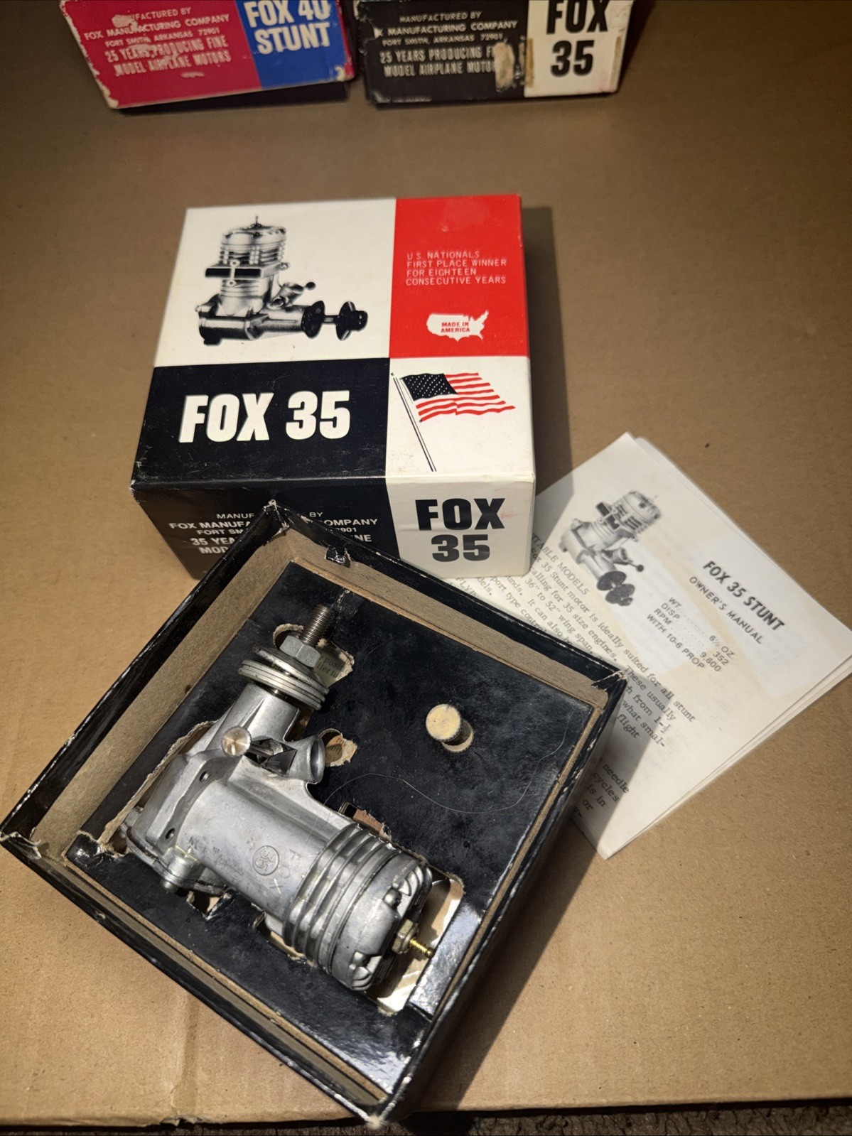 Vintage Fox 35 Stunt Engine Control Line Model Airplane Motor  W/ Box
