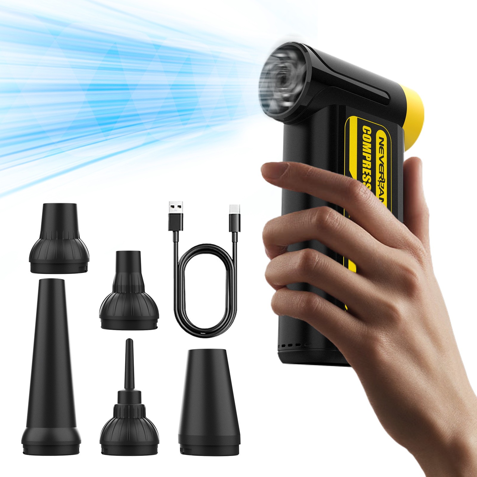 Portable Compressed Air Duster Cordless 300000RPM Super Power Electric Cleaner