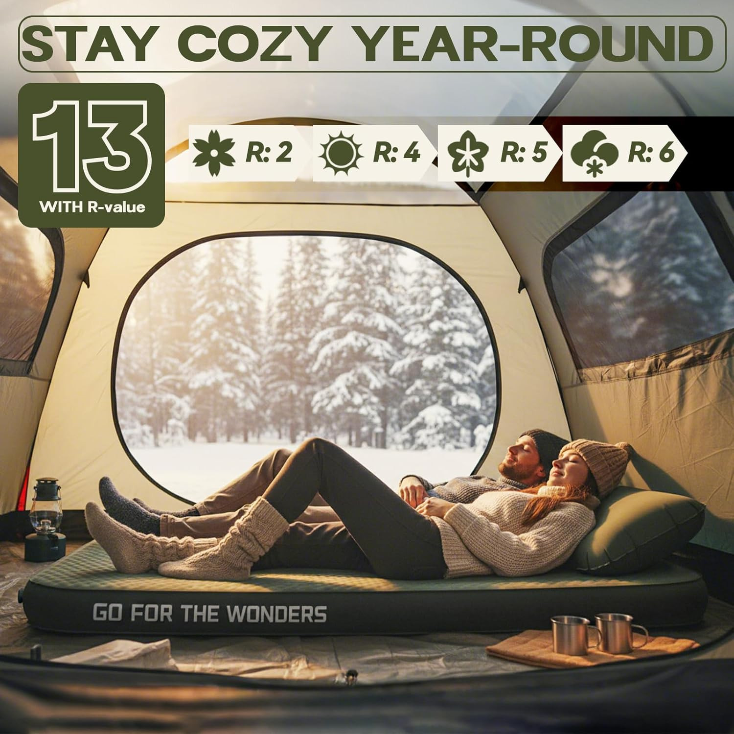 Self Inflating Sleeping Pad 4.5" Thickness Camping Mattress with Solid Foam Doub
