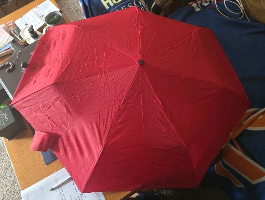 Totes Auto Open Umbrella Large Coverage Compact Red