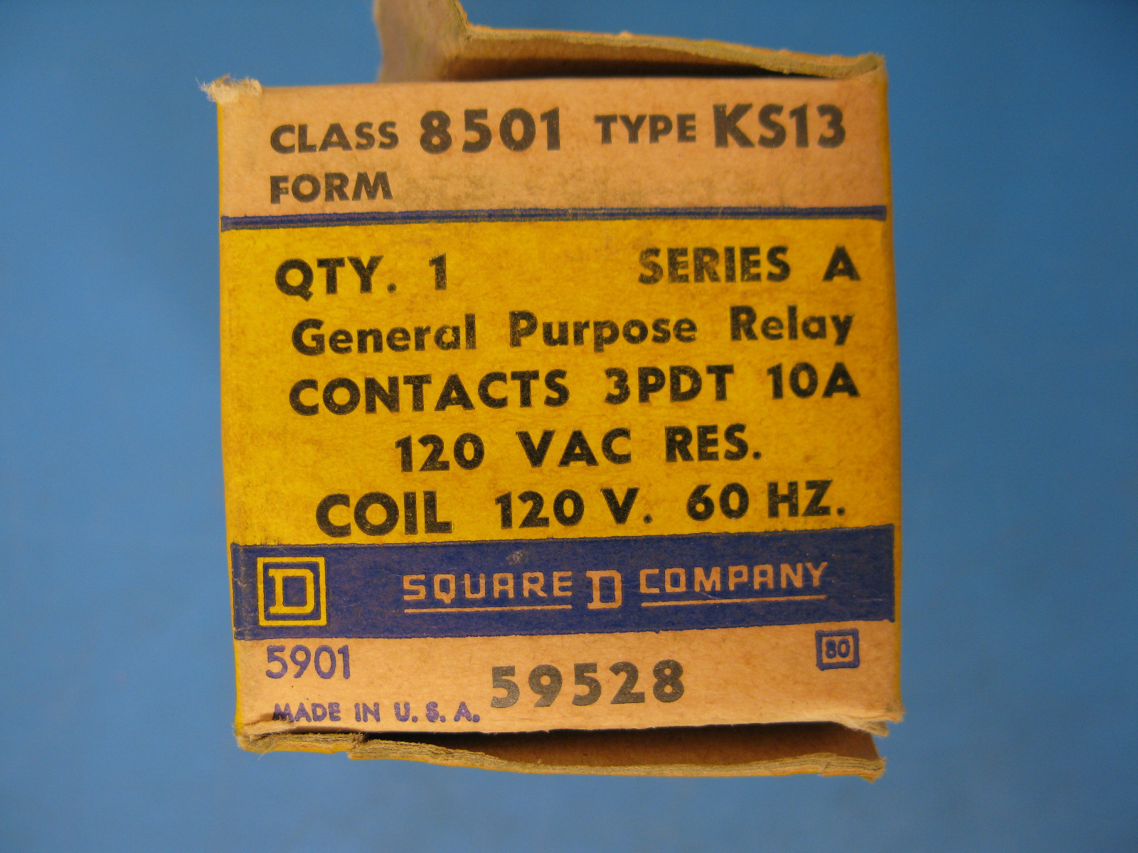 **5 pcs, NIB** SQUARE D 8501 KS13 Series B GENERAL PURPOSE RELAYS 120VAC 10A