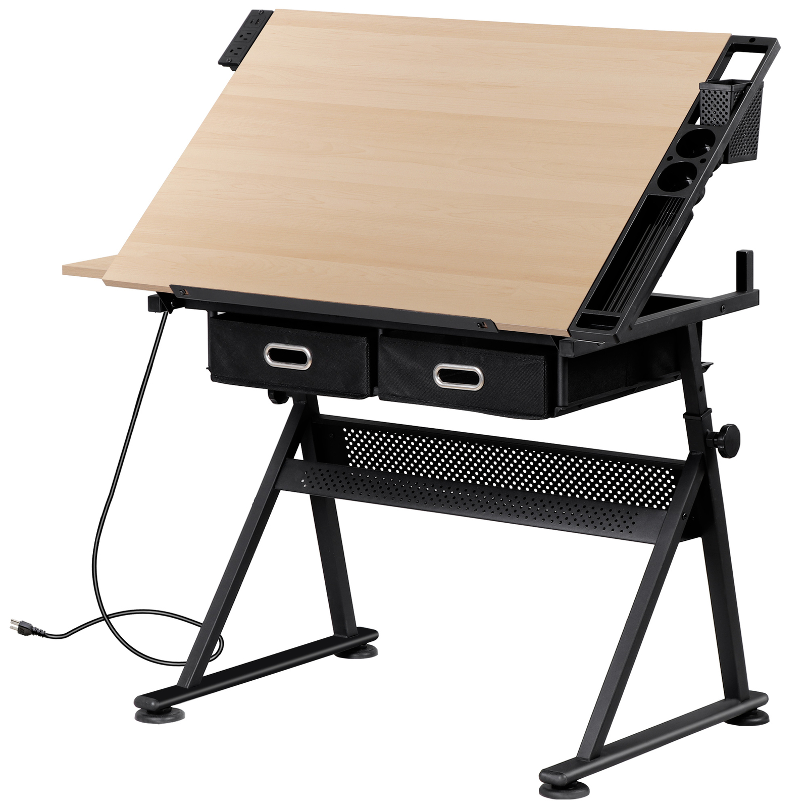 Drafting Table with Stool Set Artist Workstation Natural Writing Desk Home