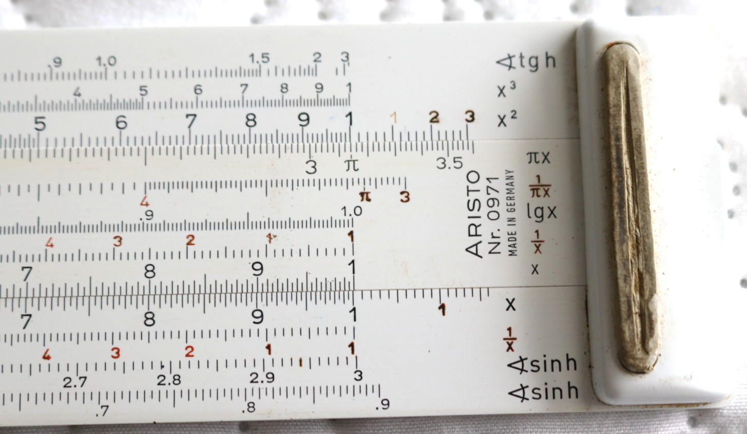 Vintage German 1960s ARISTO 0971 Hyperbolog Engineers Slide Rule Case Manual Box