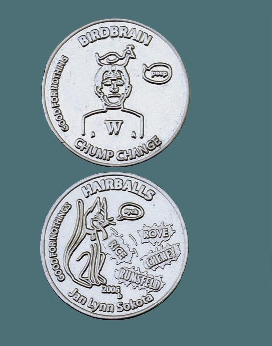 2006 Jan Lynn Sokota Chump Change Hairballs Birdbrain Trade Token Coin