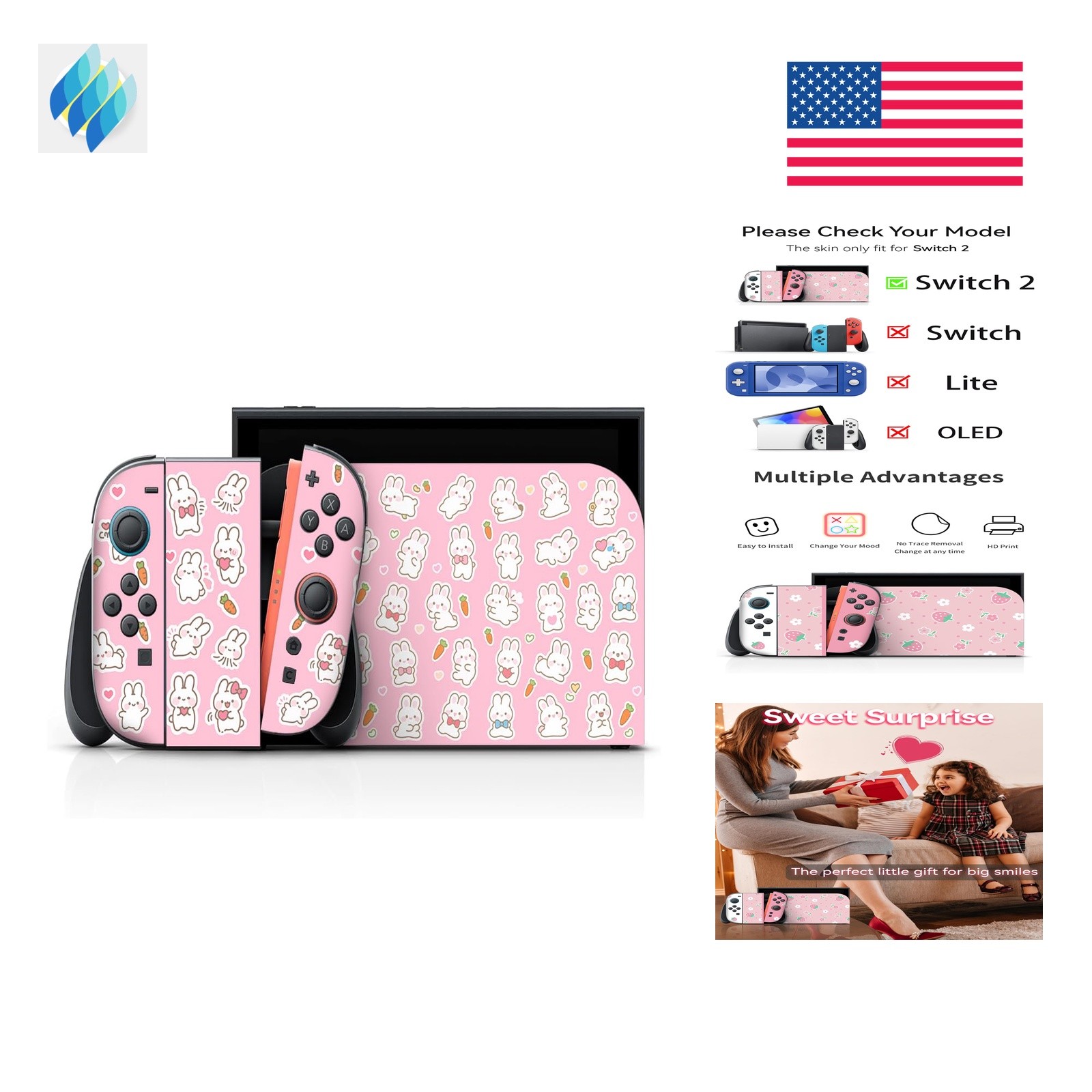 XSUID Pink Bunny Switch 2 Skin