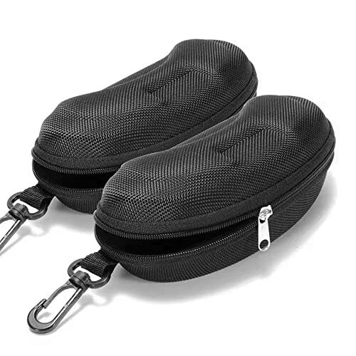 Yamrots 2 Pcs Zipper Hard Sunglasses Cases Portable Travel Eyeglasses Black