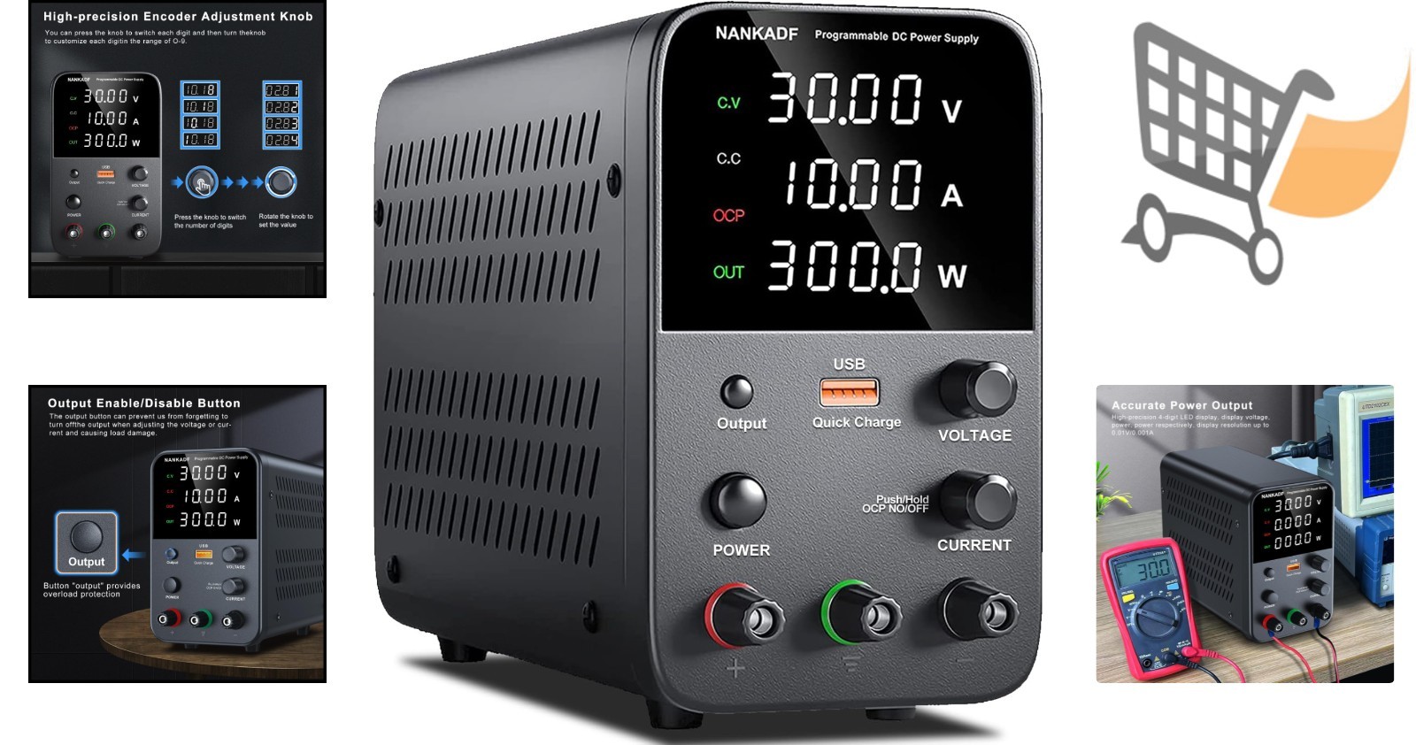 DC Power Supply Variable Bench 100W USB Fast Charging Overcurrent Protection