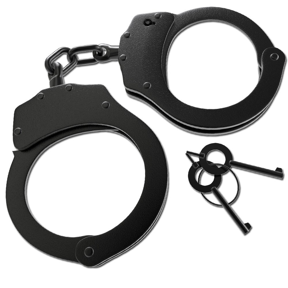 Real Law Enforcement Police Handcuffs for Training - Black Steel Double-Locki...