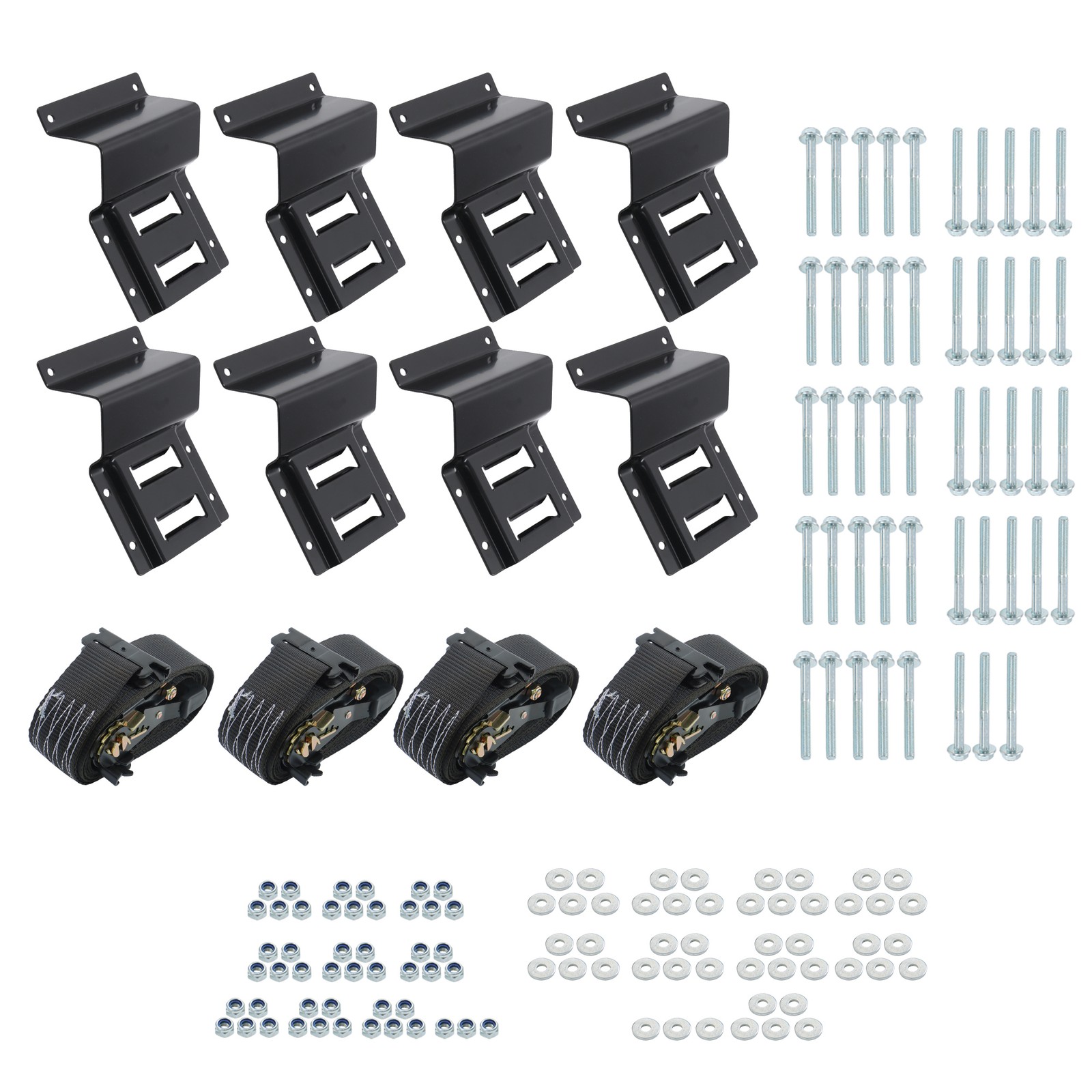 LABLT 9' Black Ratchet Strap E Track Wheel Chock System 4 Pack For Trucks Vans
