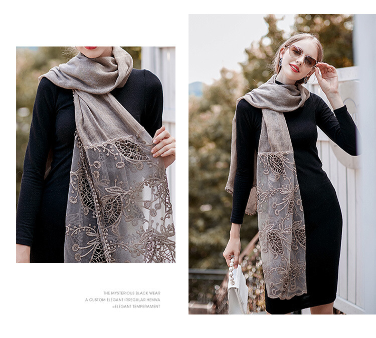 Women Ladies Lace Floral Lightweight Scarf Veil Church Mantilla Scarf Shawl Wrap