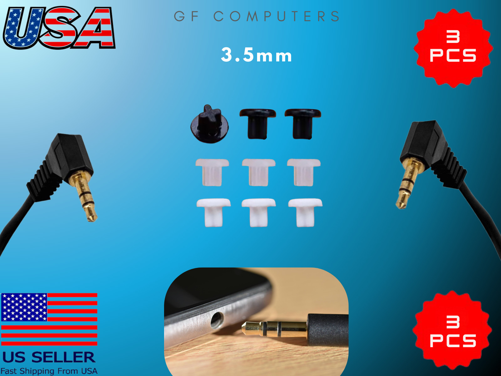 Silicone Plug Caps 3 Pack Dustproof Liquid Proof for 3.5mm Audio Port Covers