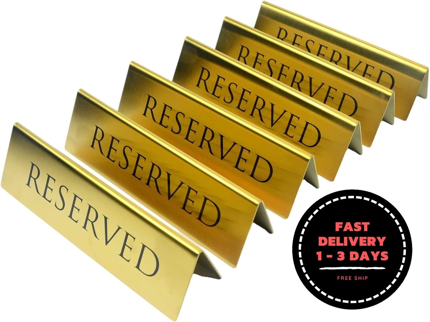Letrero de mesa metálico dorado "Reservado" para restaurantes, bodas, ceremonias
